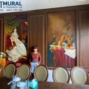 vẽ tranh tường nhà hàng phòng vip
