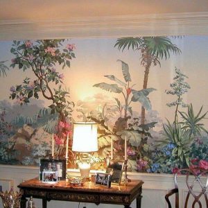 tranh vẽ tường decor phòng tiếp khách