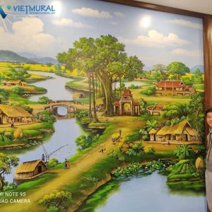 Tranh tường phong cảnh làng quê
