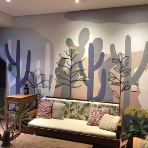 tranh vẽ xương rồng nhẹ nhàng cho quán cafe