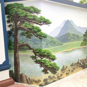 tranh vẽ tường rào, phong cảnh sơn thủy