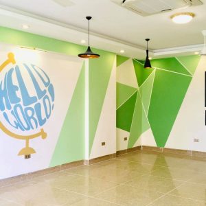 vẽ tranh tường văn phòng công ty đơn giản