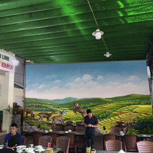 vẽ tranh tường cảnh ruộng bậc thang