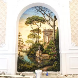 vẽ tranh tường phong cảnh châu âu
