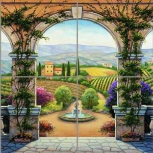 vẽ tranh tường 3d đồng quê châu âu