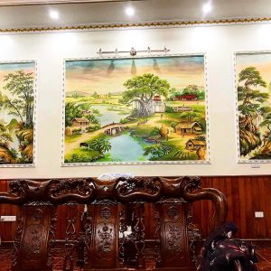 vẽ tranh tường đồng quê phòng khách