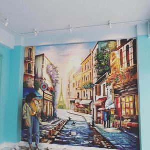 vẽ tranh tường phố paris