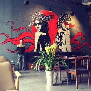 vẽ tranh tường quán cafe bụi