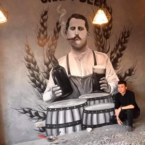 tranh tường quán bia