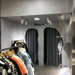 sơn chất liệu giả bê tông mài cho shop quần áo